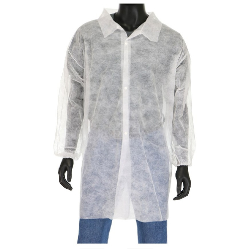 White Polypropylene Elastic Wrist Lab Coat